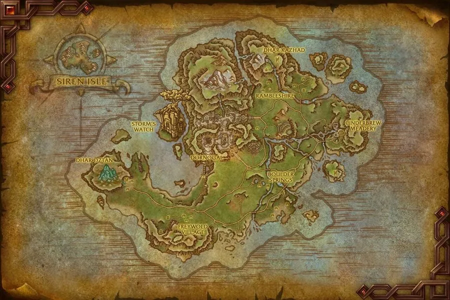 The Isle of Dorn. The hammer lies underwater off the west coast.