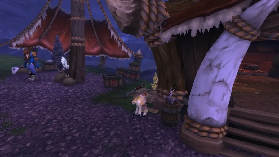 Dog waiting by the garrison Herb Garden.