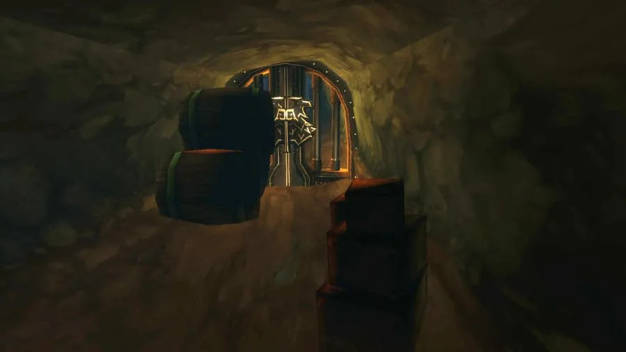 The locked cellar door.