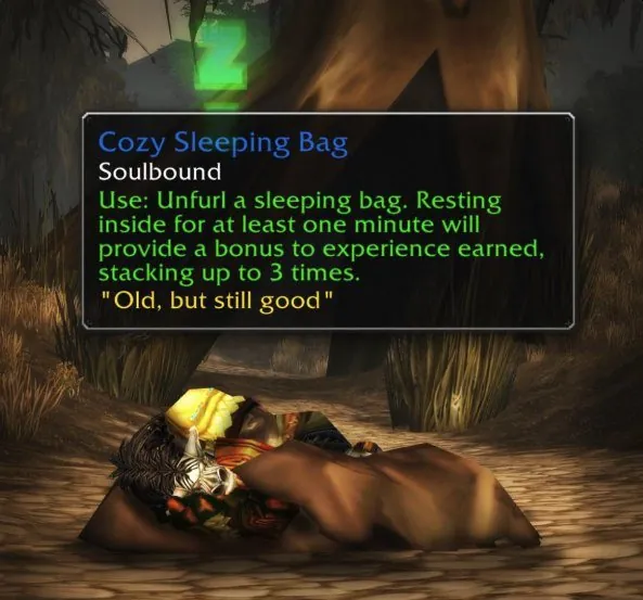 El Saco de dormir acogedor en uso.