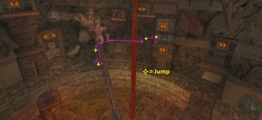 The jumps towards the satchel in Blackrock Mountain.