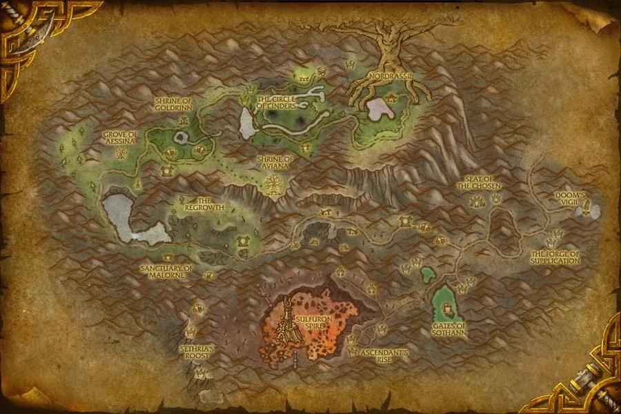 The Mount Hyjal zone since Cataclysm.