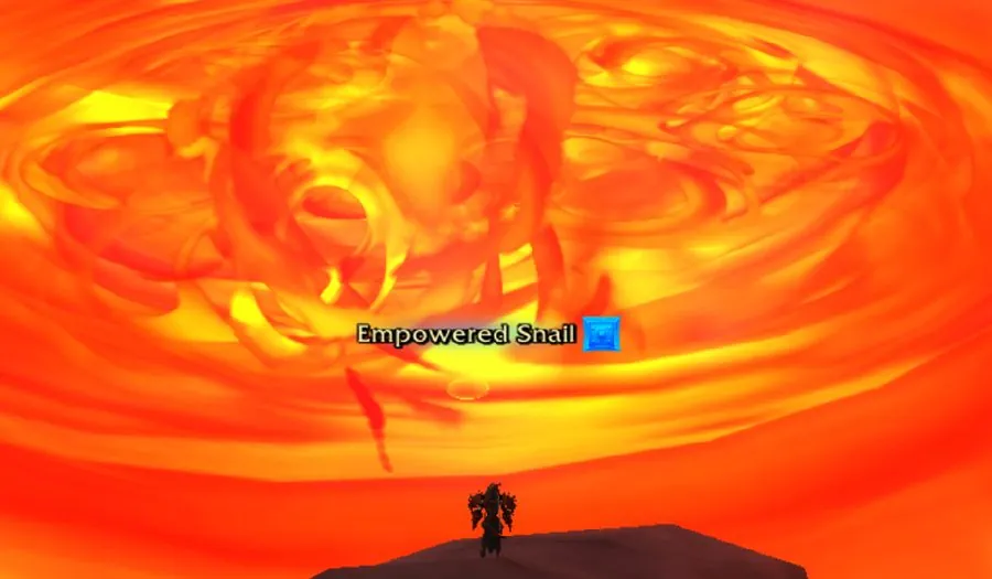 The Empowered Snail in its lava pool.