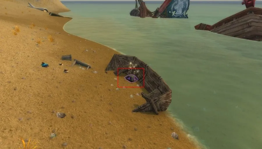 The chest in the wreckage.