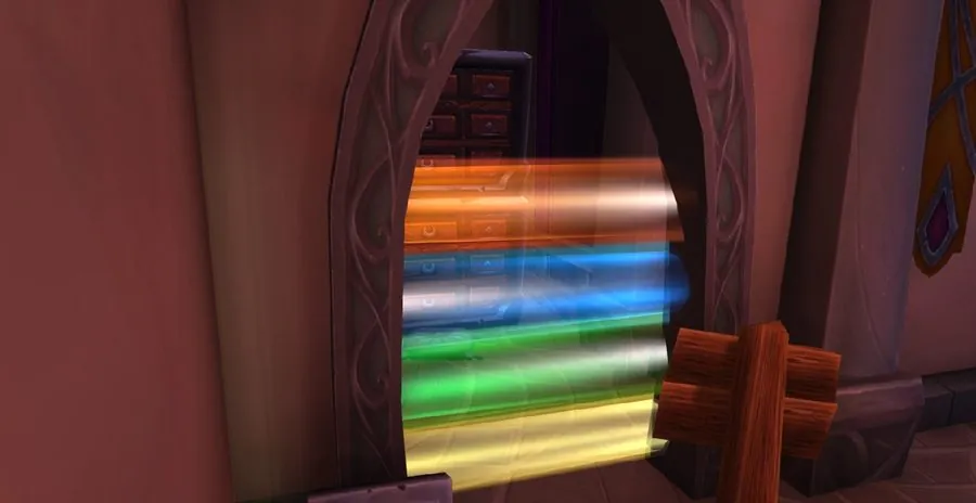 The drawer blocked by four coloured beams.