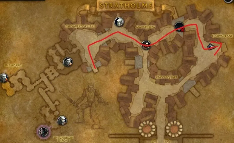 The route through Stratholme.