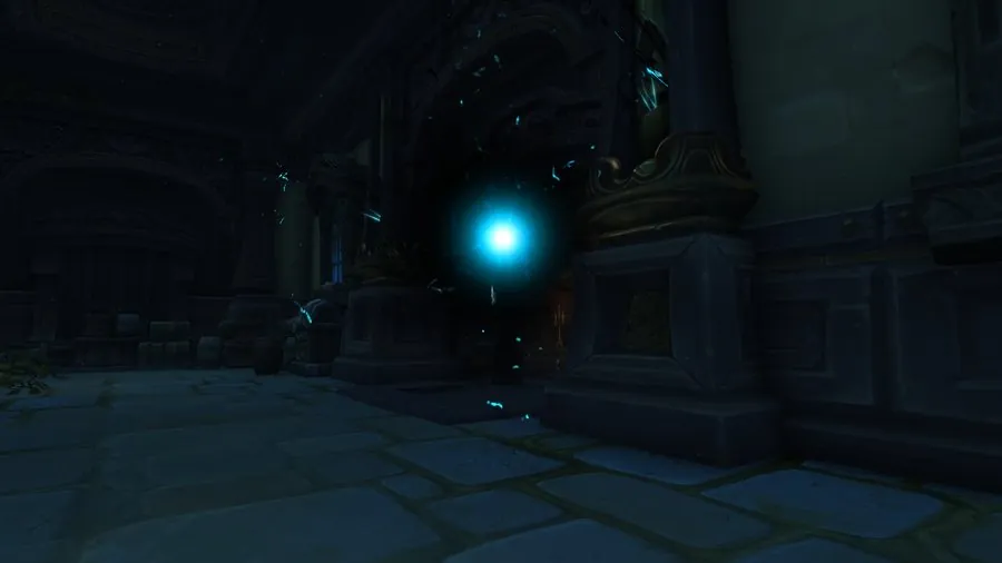 A drust glow at a doorway organ, where a witch waits.